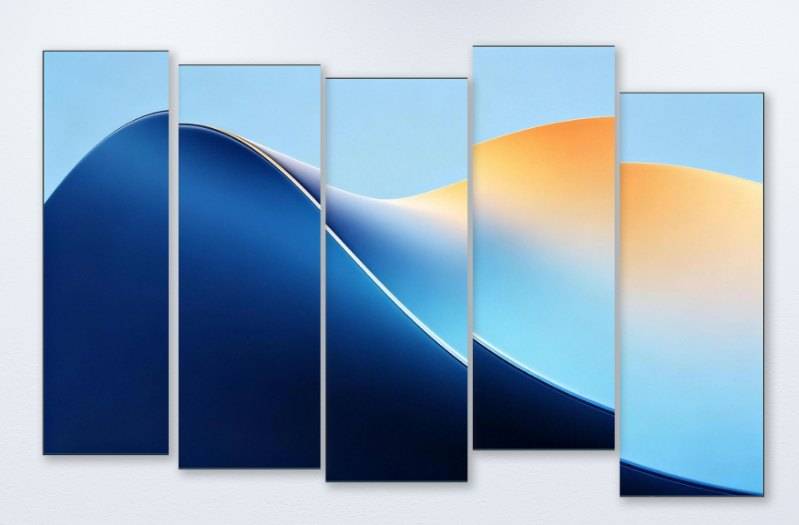 LED video wall made of staggered modular panels